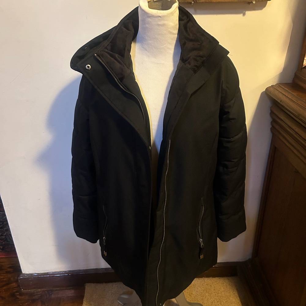 Black Extra Warm Micro Suede Hooded Jacket